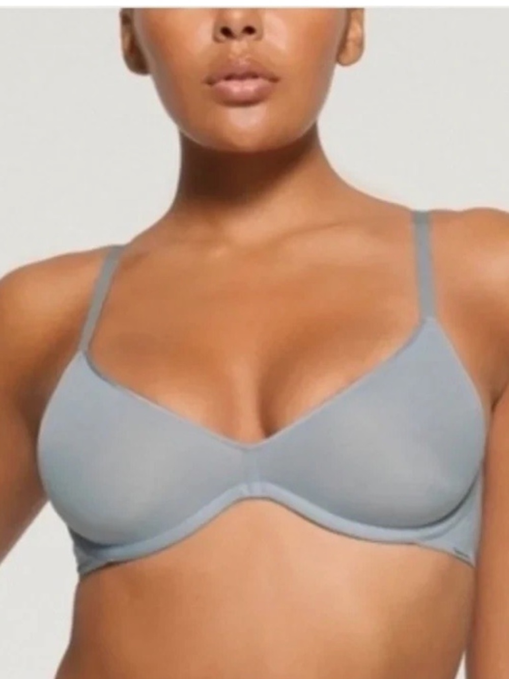 SKIMS 36C Weightless Scoop Bra NWT Underwire Ultra Fine Mesh Denim Blue